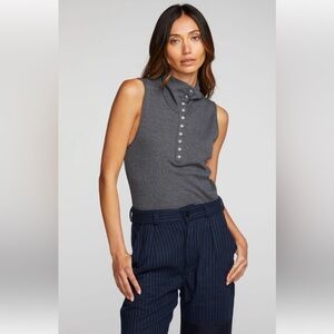 Chaser Tri-Blend Rib Knit Button Down Tank NWT Size Small